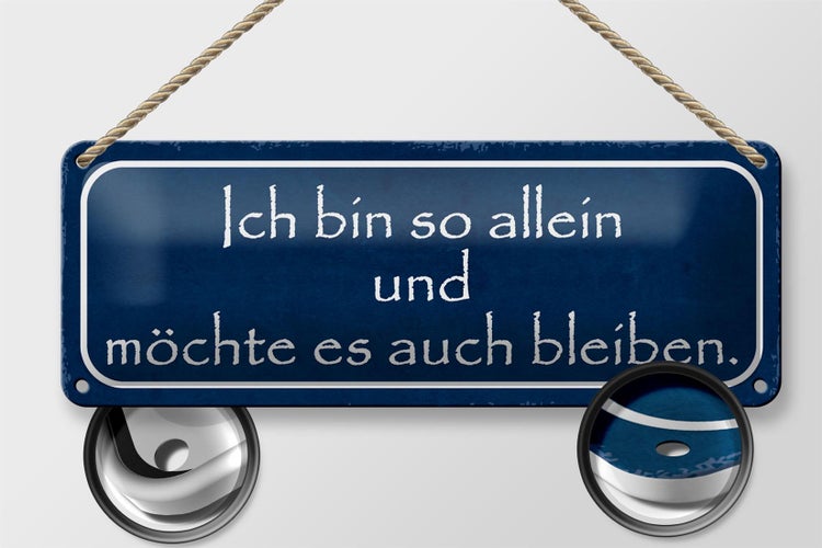 Blechschild Spruch 27x10cm ich möchte so allein bleiben Dekoration