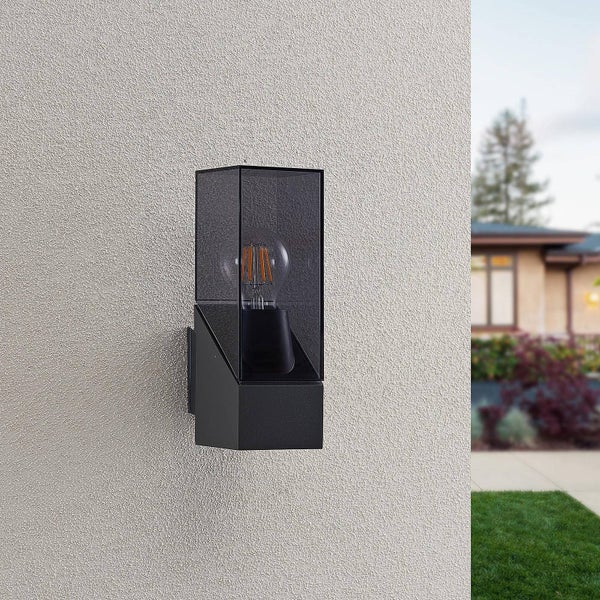 Lucande Wandleuchte außen Fiola (spritzwassergeschützt (Modern) in Schwarz aus Aluminium (1 flammig, E27) - Außenwandleuchten Wandlampe Led Außenlampe Outdoor für Außenwand/Hauswand