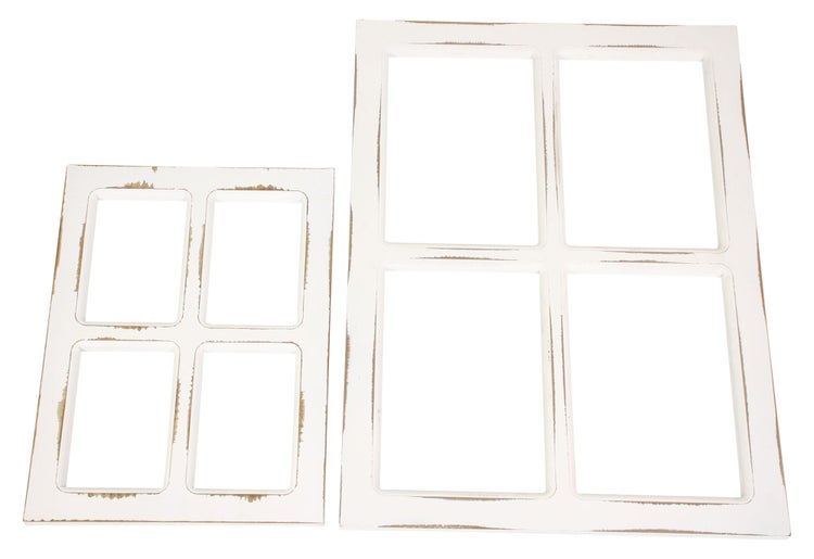 FRANK FLECHTWAREN | Dekofenster Shabby, 2er Set, HOLZ, 30 x 1,5 x 40 cm, 45 x 1,5 x 60 cm