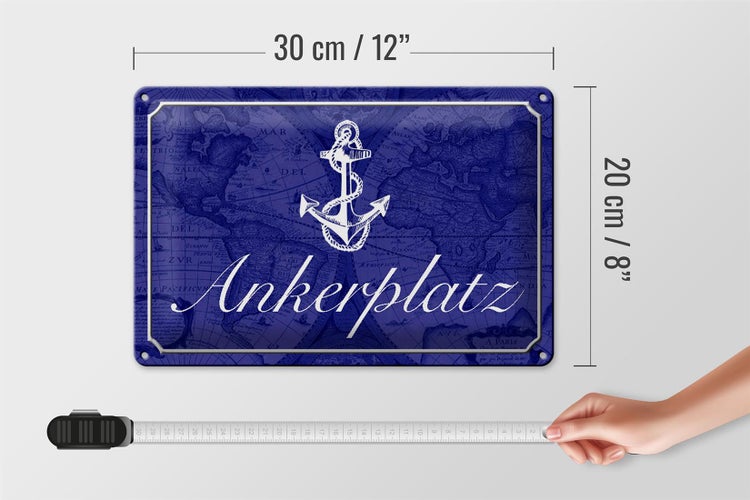 Blechschild Spruch 30x20cm Ankerplatz Anker Segel Boot