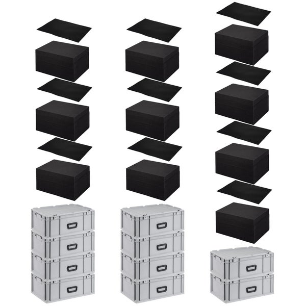 PROREGAL SparSet 10x Eurobox NextGen Portable mit Rasterschaumstoff und Schaumstoffeinlage HxBxT 235 x 40 x 60 cm 44 Liter Eurobehälter Transportbox