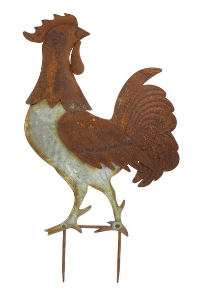 FRANK FLECHTWAREN | Gartenstecker Hahn, METALL, 37 x 51 cm