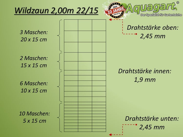 450m Wildzaun Forstzaun Weidezaun Drahtzaun 200/22/15 Schwere Ausführung