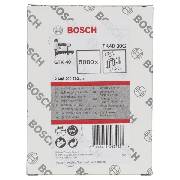Bosch Klammer TK40 30G, 1,2 mm, 30 mm, verzinkt -2608200703