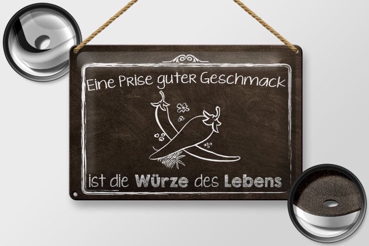 Blechschild Spruch 30x20cm guter Geschmack Würze des Lebens