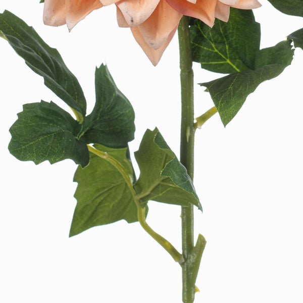 Künstliche Blume mit pfirsichfarbener Blüte, grünem Stiel und Blättern