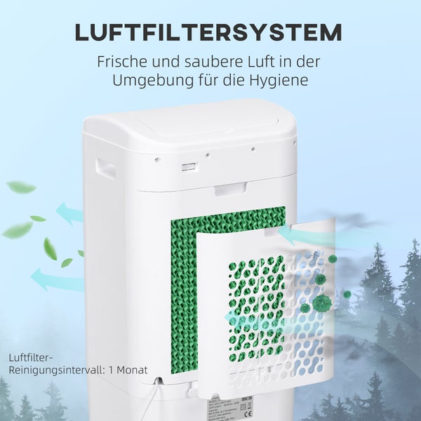 HOMCOM 3 in 1 Mobile Klimaanlage mit Luftbefeuchtung Wasserkühlung 15L 60° oszillierendes Klimagerät Luftkühler mit 7,5h Timer, Fernbedienung, LED-Anzeige, für 20 ㎡ Weiß 37 x 32 x 78 cm