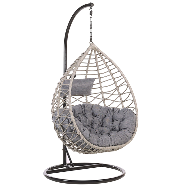 Hängesessel mit Gestell ARSITA Polyrattan Grau