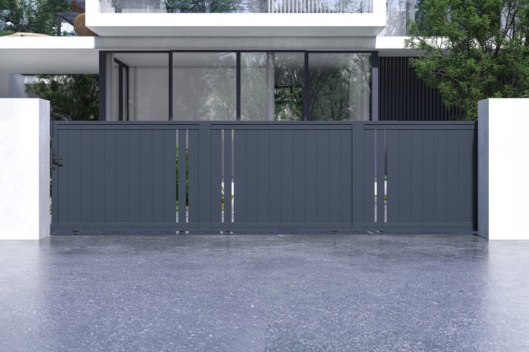 Schiebetor 6m GIONA H.140cm Aluminium + Tor GIONA H140 GRAU