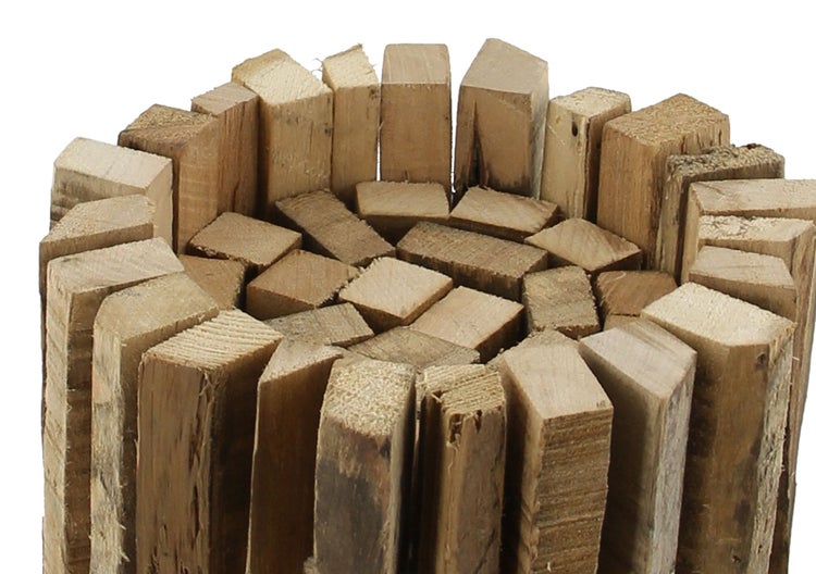 FRANK FLECHTWAREN | Windlicht Stakete, klein, HOLZ, Ø 18 x 41 cm, Glas Ø 12 x 12 cm, ohne Kerze