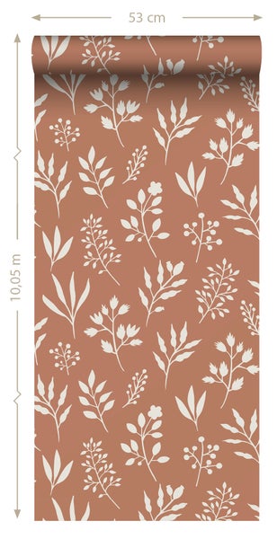 Tapetenrolle mit Pflanzenmotiven, 53 cm breit und 10,05 m lang