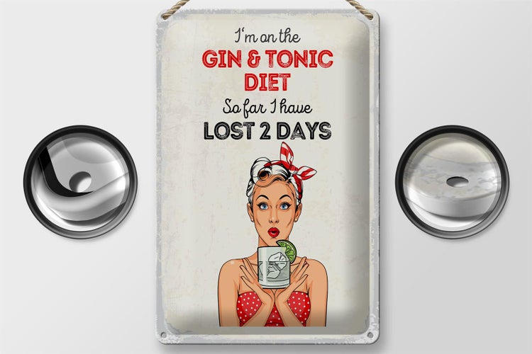 Blechschild Spruch I`m on the Gin & Tonic Diet rot 20x30cm