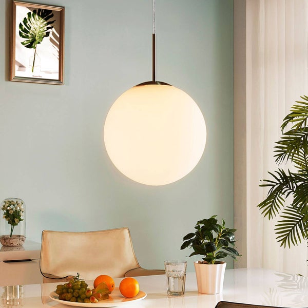 Lindby Pendelleuchte Marike (Modern) in Weiß aus Glas (1 flammig, E27) - Hängelampe Esstischlampe Hängeleuchte Wohnzimmerleuchte