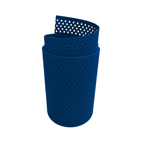 Blaues Drainagerohr mit Löchern