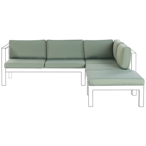 Ecksofa mit Stoffbezug und Metallgestell für den Garten