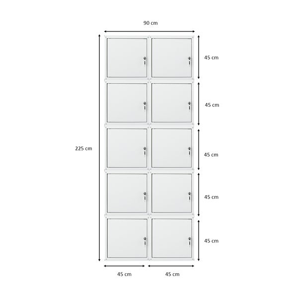 PROREGAL Mega Deal 10x Schließfachwürfel Cubic XL HxBxT 45 x 45 x 45 cm Grau