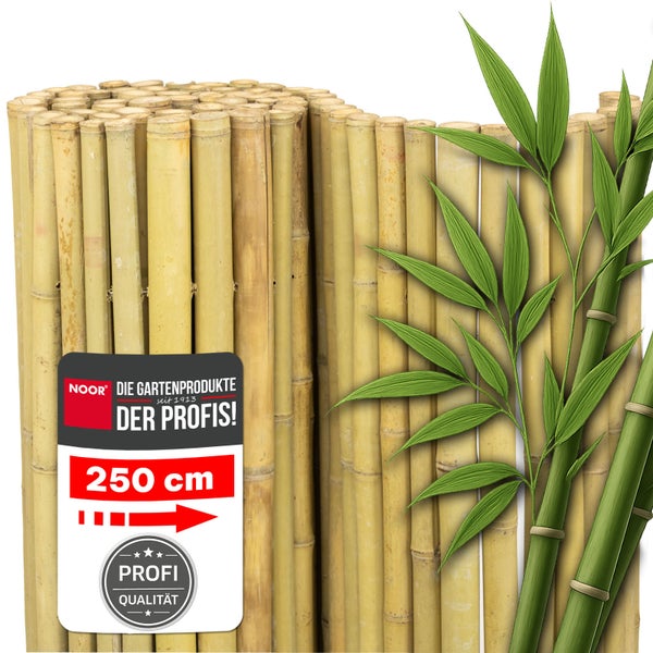 Bambusmatte als Sichtschutz für den Garten in Profiqualität von Noor mit 250 Zentimeter Höhe.