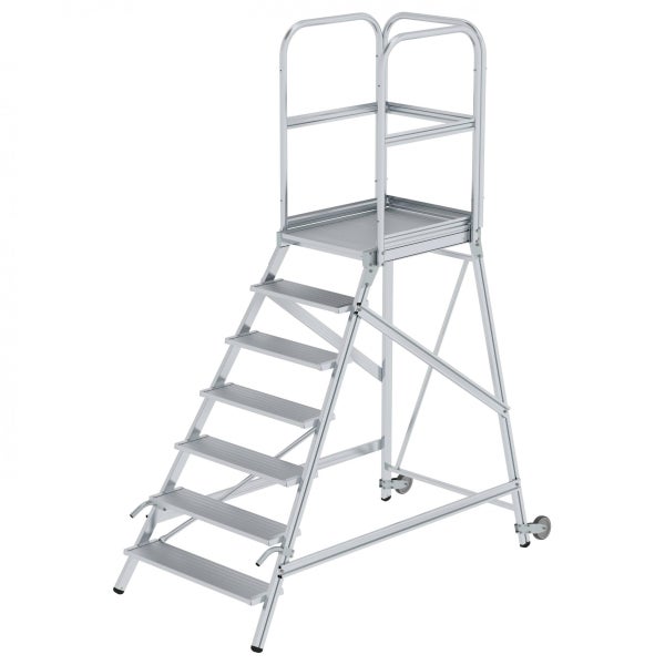 Aluminium Gerüsttreppe mit Plattform und Rollen