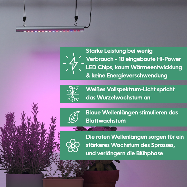 GrowLight Quattro - Parus by Venso LED Pflanzenlampe 35W, Anzuchtlampe LED Pflanzenlampe Vollspektrum, Überwinterung Venso Ecosolutions Pflanzen Licht, Pflanzenlampe Anzucht, Pflanzenlicht LED
