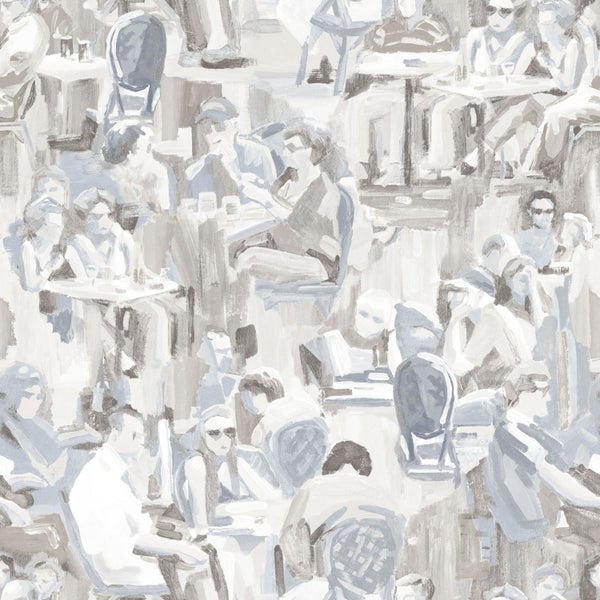 Gemäldeartige Tapete mit Menschen in einem Café