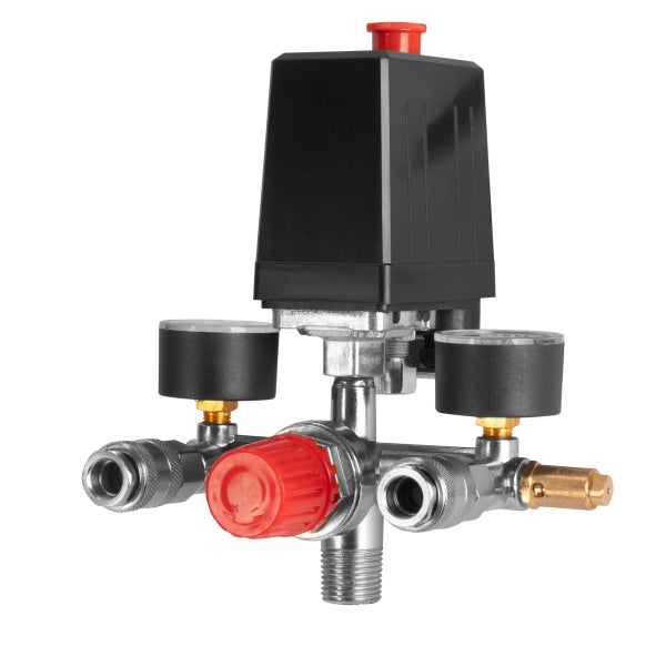 STAHLWERK Druckschalter DE-20 ST 0-8 bar mit Manometer und 2 Schnellkupplungen