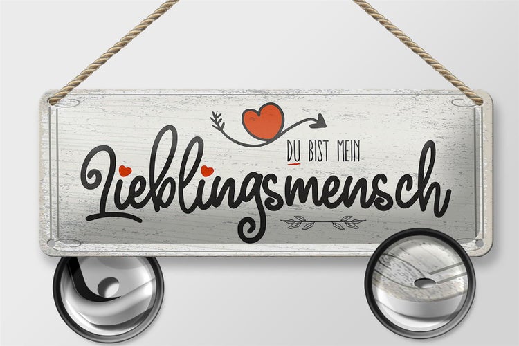 Blechschild Spruch Du bist mein Lieblingsmensch Herz 27x10cm