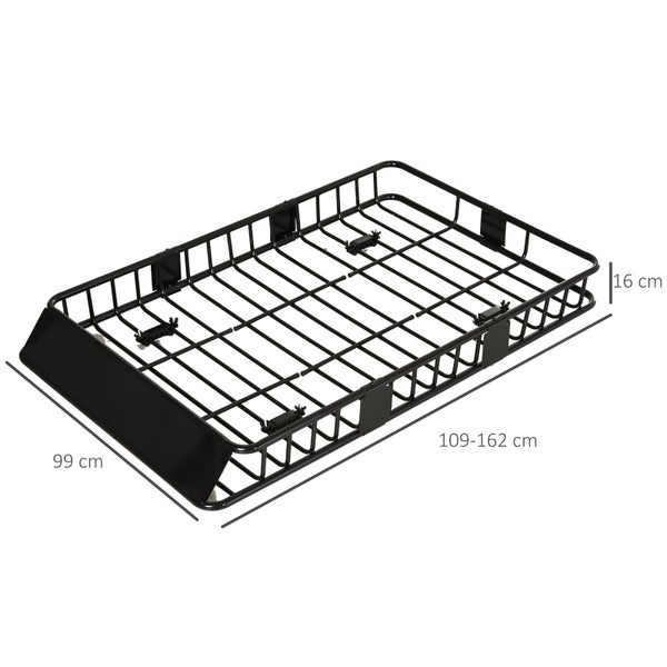HOMCOM Dachkorb Auto einstellbare Länge Dachträger Dach Universal Gepäckträger Gepäckkorb Gepäckträger Regal Metall Schwarz 162 x 99 x 16 cm
