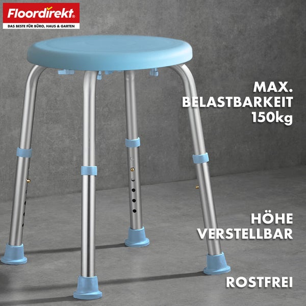 Höhenverstellbarer Duschhocker mit maximaler Belastbarkeit von 150 Kilogramm