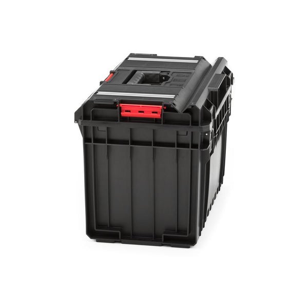 PROREGAL QBRICK Werkzeugkasten One Mit Aluminiumschienen 52 Liter Traglast Bis Zu 120 kg Mit Deck & Frontgriff Mit Klemmverschlüsse Schwarz