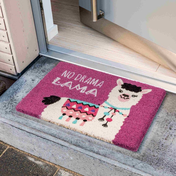 Fußmatte mit Lama-Motiv und dem Schriftzug No Drama Lama