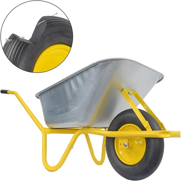 Schubkarre Matrix Profi 100L Stahlmulde 250kg Tragkraft mit Bodenblech & pannensicherem PU-Rad – Bauschubkarre für Garten & Bau