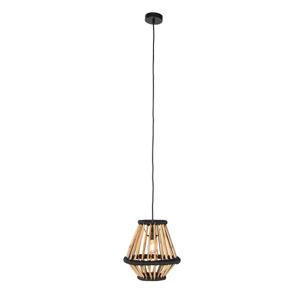 Orientalische Hängelampe Bambus mit Schwarz 32 cm - Evalin