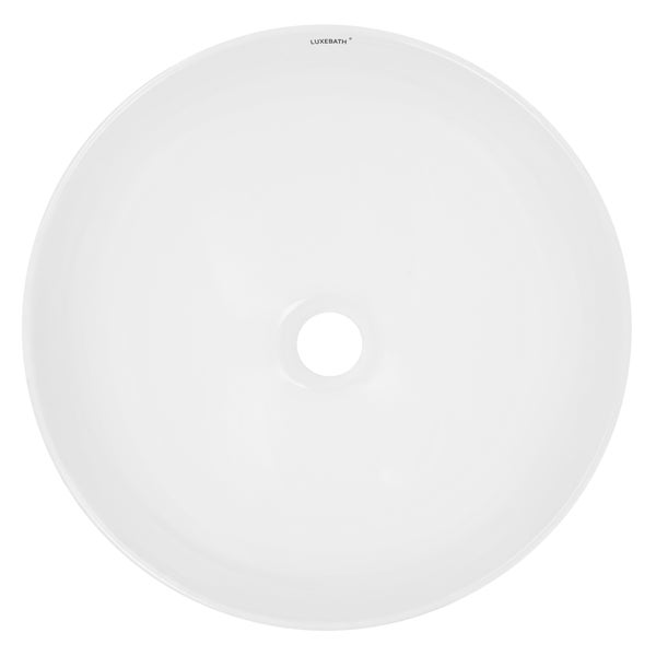 ECD Germany Waschbecken Waschtisch Ø 400 x 147 mm aus Keramik Rund Weiß - Aufsatzbecken Aufsatzwaschbecken Handwaschbecken Aufsatzwaschtisch Spülbecken Becken Wasserfall Waschschale Waschschüssel
