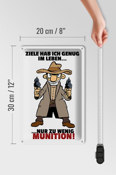 Blechschild Spruch 20x30cm Ziele genug nur zu wenig Munition