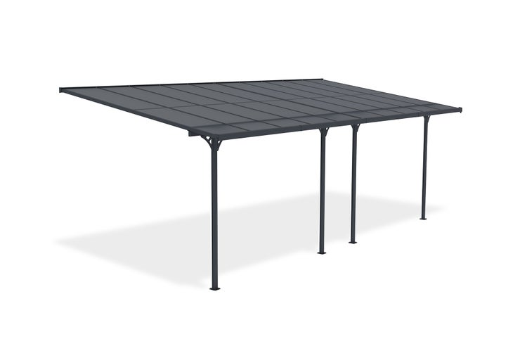 Angebaute Pergola/Carport 18m² KLEO 600L300 Aluminium Grau