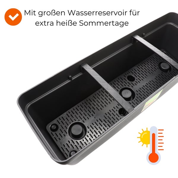 Blumenkasten Balkongeländer Balkon Blumenkasten Balkonkasten mit Halterung Balkonkasten Geländerkästen Balkonkasten mit Wasserspeicher 60 cm anthrazit