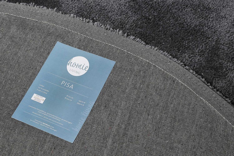 Teppich Rund Anthrazit Hochflor Pisa Homie Living 120 cm rund