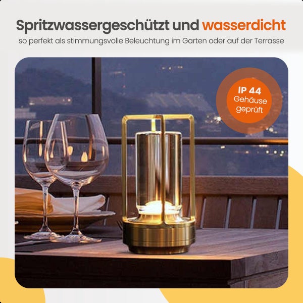 Goliving Lumina Tischlampe Wiederaufladbar - Laterne - Kabellos und dimmbar - Moderne Berührungslampe - Nachtlampe für das Schlafzimmer - 17,5 cm - Schwarz
