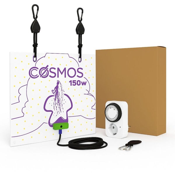 Cosmos 150 Watt LED-Pflanzenlampe Set inklusive Zeitschaltuhr, Seilaufhängung und Anschlusskabel.