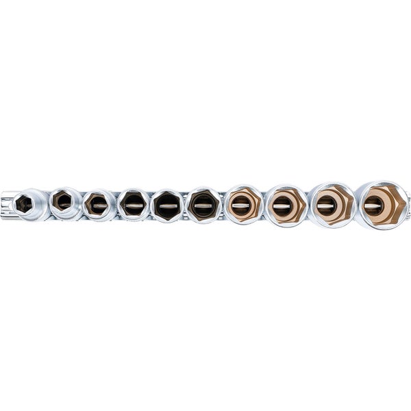 BGS Steckschlüssel-Einsatz-Satz Sechskant tief Antrieb Innenvierkant 12,5 mm (1/2) Zollgrößen 10tlg. - 2435