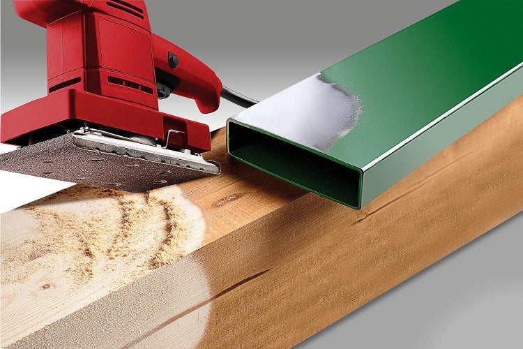 kwb Schleifstreifen 93x186 mm - Edelkorund, Körnung 40, 80, 240 - Werkzeugloser Wechsel - Für Holz und Metall - Hochwertige Qualität, Braun