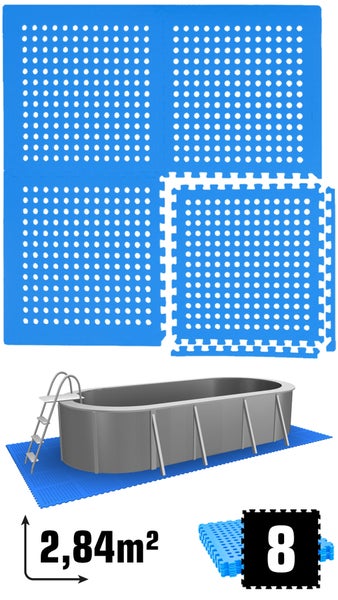eyepower 2,8 m² Poolunterlage - 8 EVA Matten 62x62 - Outdoor Pool Unterlage - Unterlegmatten Set