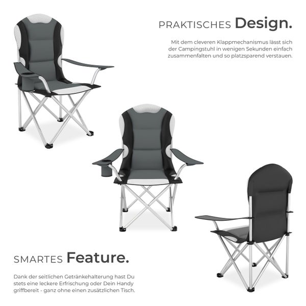 Campingstuhl mit Getränkehalter, klappbar