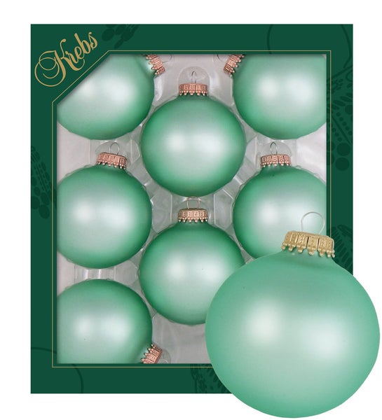 Hellgrün matt 7cm Glaskugeln uni, 8 Stck., Weihnachtsbaumkugeln, Christbaumschmuck, Weihnachtsbaumanhänger