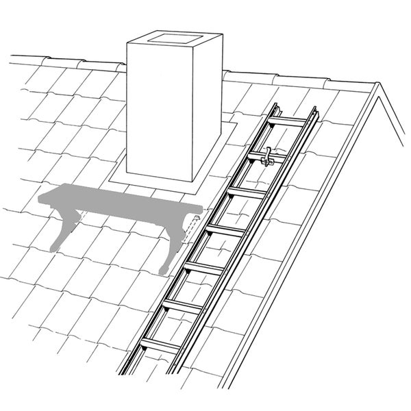 Dach mit Schornstein, Dachleiter und Montagebügel