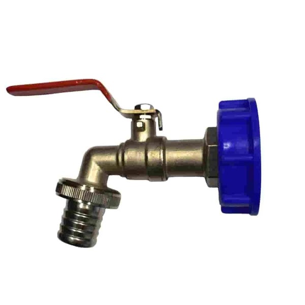 Kugelauslaufhahn aus Metall mit Hebelgriff und Anschlussmutter für Wasserbehälter