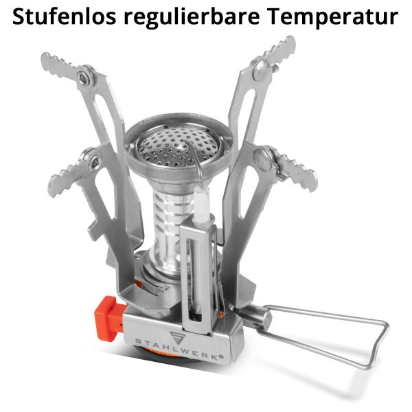 Stahlwerk Gaskocher mit stufenlos regulierbarer Temperatur