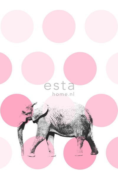 ESTAhome Fototapete Elefant Rosa - 186 cm x 2,79 m - 158708