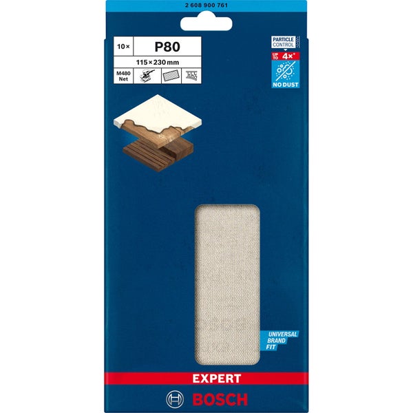 Bosch 10x Expert M480 Schleifnetz für Schwingschleifer 115 x 230 mm G 80 - 2608900761