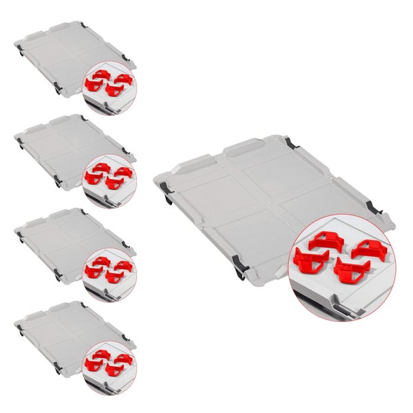 PROREGAL Spar Set 5x Eurobox Nextgen Economy Mit Auflagedeckel & 4x Schiebeschnappverschlüsse Rot Griffe Offen HxBxT 32 x 30 x 40 cm 30 Liter